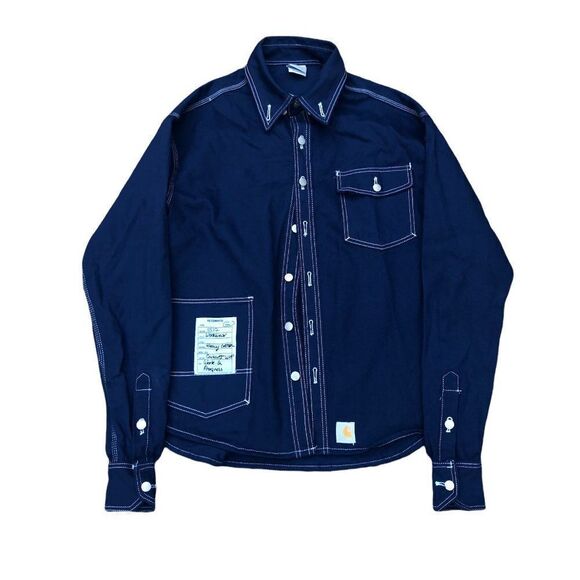 CARHART Workwear Heavy Cotton Jacket Navy Blue Large Oversized - Picture 7 of 14